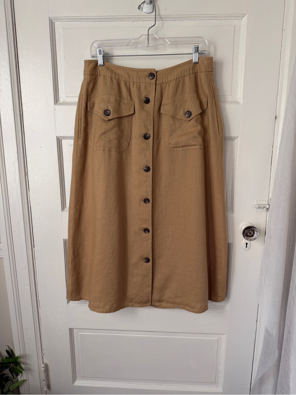 Ralph Lauren NWT Linen Button Front Midi Skirt Pockets Heritage Preppy Teacher - Picture 2 of 14